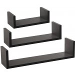 Sada 3 černých nástěnných polic Edge z MDF na knihy a dekorace do obýváku nebo pokoje – Zboží Mobilmania