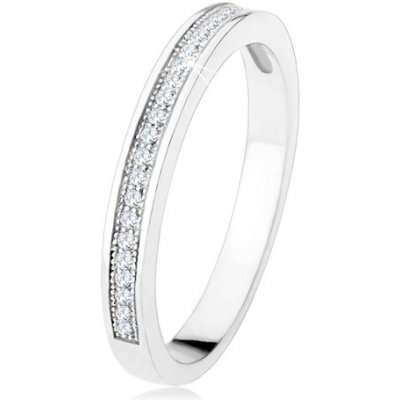 Šperky eshop prsten ze stříbra 925 vodorovná linie čirých zirkonů gravírované kuličky SP46.19 – Hledejceny.cz