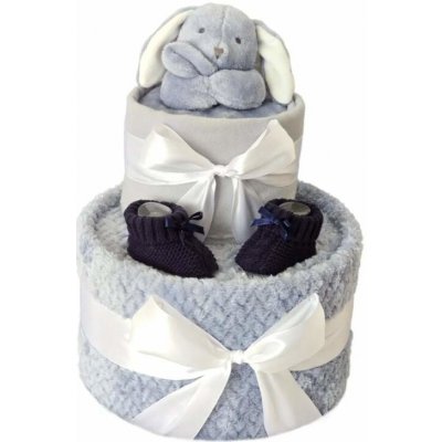 Brumlík dvoupatrový plenkový dort Zajíček ocelově modrá – Zbozi.Blesk.cz