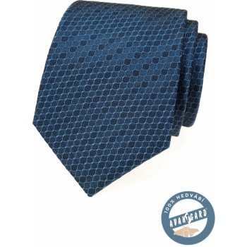 Avantgard hedvábná pánská kravata se vzorem připomínajícím včelí plástev zářivě modrá