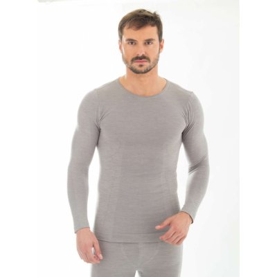 Brubeck triko s dlouhým rukávem Comfort Wool Light Grey