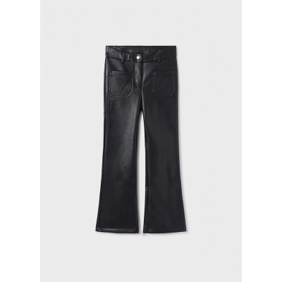 Mayoral kalhoty koženkové s kapsami zvonové černé – Sleviste.cz