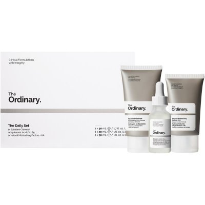 The Ordinary The Daily Set Squalane Cleanser odličovač s hydratačním účinkem 50 ml + Natural Moisturizing Factors + HA hydratační krém na obličej 30 ml + Hyaluronic Acid 2% + B5 hydratační sérum s cer