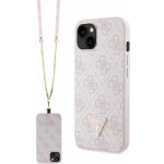 Pouzdro Guess PU 4G Strass Triangle Metal Logo + Crossbody Popruh iPhone 15 Pro růžové – Hledejceny.cz