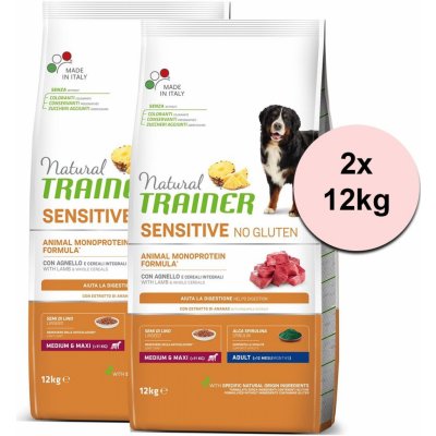 TRAINER Natural SENSITIVE No Gluten Adult Medium / Maxi Lamb 2 x 12 kg