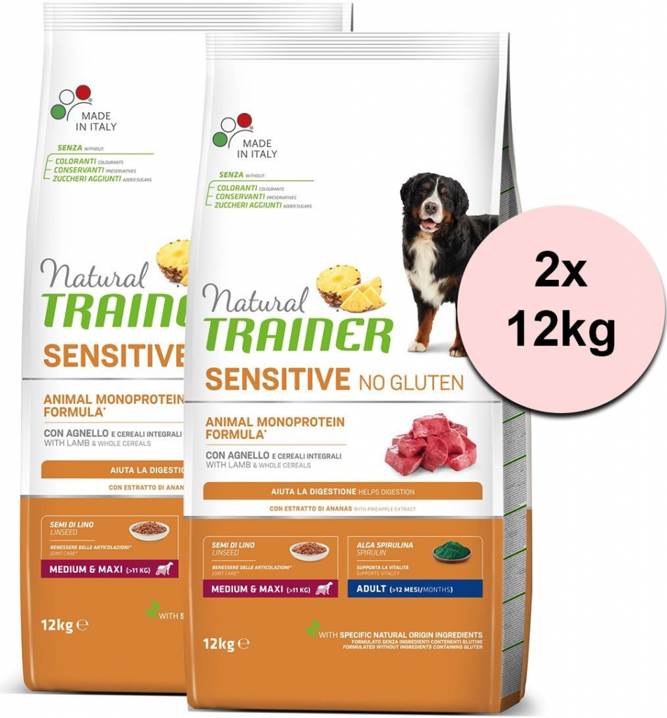 TRAINER Natural SENSITIVE No Gluten Adult Medium / Maxi Lamb 2 x 12 kg