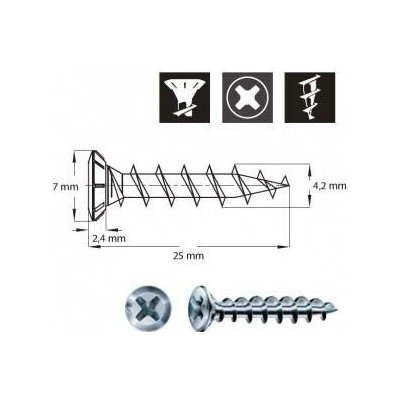 Vrut FEX-KS 4,2/25 PH2 WIROX pro okenní kování/PVC profily BALENÍ 1000 ks – Hledejceny.cz