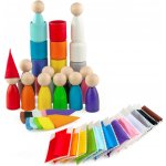 Vzdělávací sada Ulanik Montessori dřevěná hračka "Peg Dolls with Hats, Beds and Cups" (4680136750084) – Zbozi.Blesk.cz
