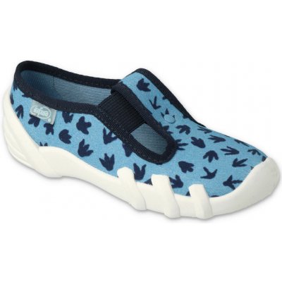 Befado bačkůrky papučky přezůvky Skate 290X268 modré s DINO stopami nazouvací – Zboží Mobilmania