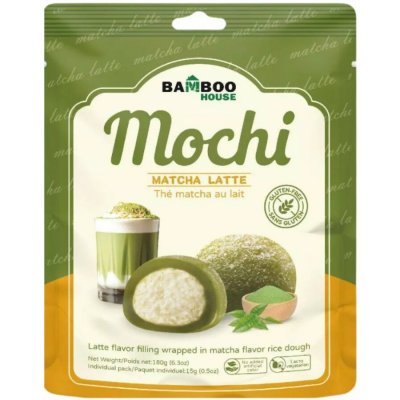 Bamboo House Matcha Latte japonské mochi rýžové koláčky 180 g – Sleviste.cz