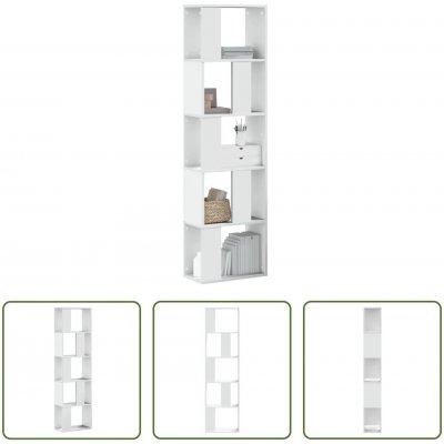 Knihovna 5patrová bílá 45x23,5x162,5 cm kompozitní dřevo – Zboží Dáma