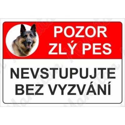 Pozor zlý pes, plast 210 x 150 x 0,5 mm – Zbozi.Blesk.cz