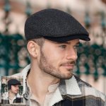 Krumlovanka Modro-šedá zimní pánská bekovka s klapkami na uši Ho-024 – Zboží Dáma