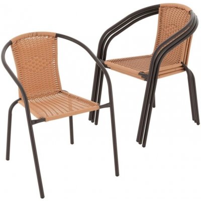 Garthen bistro židle D86738 set 4 ks polyratan světle hnědá – Hledejceny.cz
