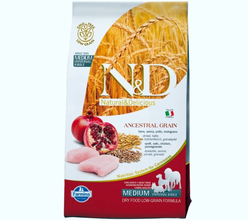 N&D Ancestral Grain Dog Adult Medium & Maxi spelt oats and pomegranate 12 kg