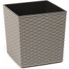 Květináč a truhlík LAMELA květináč JUKA ECO WOOD RATTAN rozměr 30 x 30 x 30,5 cm šedý