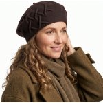 Carlsbad Hat baret pletený hnědý čokoládový s ozdobou – Hledejceny.cz