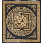 Sanu Babu Přehoz se zlatým tiskem Óm Mandala s čakrami, černý, 200x230cm – Sleviste.cz