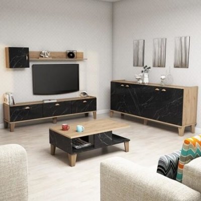 Hanah Home Living Room Furniture Set Sumer 2 Oak Marble – Hledejceny.cz