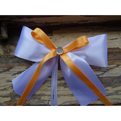 Atlasová mašle na auto bílá s oranžovou 176 – Hledejceny.cz