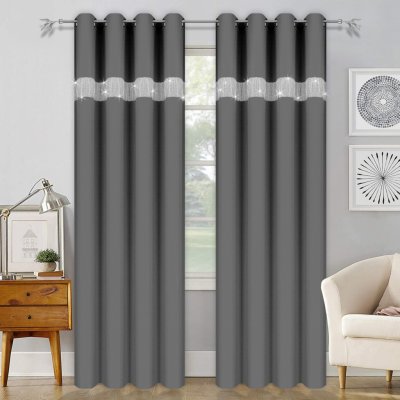 Dekorační závěs se zirkony s kroužky ANDRE tmavě šedá 140x250 cm (cena za 1 kus) MyBestHome – Zbozi.Blesk.cz