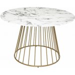 Atmosphera Kulatý jídelní stůl Rayo 120 cm bílý mramor zlatý skleněný do jídelny a obýváku – Zboží Mobilmania