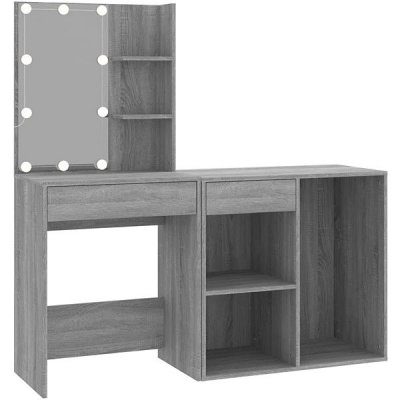 VidaXL 3120186 LED toaletní stolek se skříňkou kompozitní dřevo šedá sonoma – Zbozi.Blesk.cz