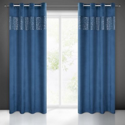 Takoy Sametový závěs MARGOT s ozdobným pruhem zdobeným výšivkou a lesklými flitry-HF-373190 | 140 x 250 cm – Hledejceny.cz