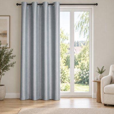 MyBestHome GOLD Zatemňovací závěs LUNERA s leskem šedá s kroužky 140x250 cm – Hledejceny.cz