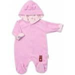 Baby Nellys Dvouvrstvý velurový overal s kapucí Bunny II. růžový – Zboží Dáma