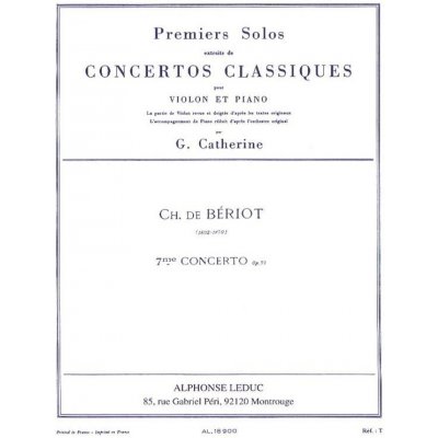 First Solos Extracted From The Classic Concertos Beriots Concert No. 9 noty pro housle a klavr 600590