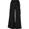 Dámské klasické kalhoty Ladies Highwaist Wide Leg Cargo Terry Pants black