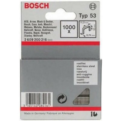 BOSCH Sponky do sponkovačky z tenkého drátu, typ 53, nerezové Typ 53; L = 10 mm (1000 ks) 2609200216 – Hledejceny.cz