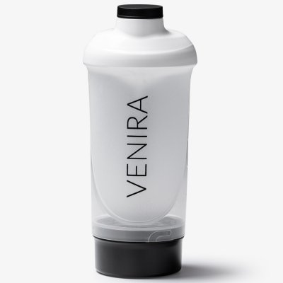 VENIRA shaker se zásobníkem, bílo-černý, 500 ml + 150 ml – Zboží Mobilmania