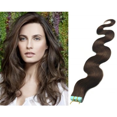 Vlasy pro metodu Pu Extension TapeX Tape Hair Tape in 60cm vlnité tmavě  hnědé od 4 799 Kč - Heureka.cz
