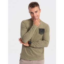 Ombre pánské triko s dlouhým rukávem OM-LSPT-0118 OLIVE