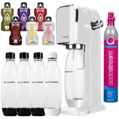 SodaStream Art bílo-zlatý + 4 lahve + balíček příchutí – Zboží Mobilmania
