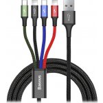 Baseus rychlý nabíjecí / datový kabel 4v1 2* Lightning + USB-C + Micro USB 3, 5A 1, 2m, černá – Zboží Živě