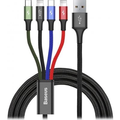 Baseus rychlý nabíjecí / datový kabel 4v1 2* Lightning + USB-C + Micro USB 3, 5A 1, 2m, černá – Zboží Živě