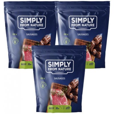 SIMPLY FROM NATURE Klobásky pro psy s hovězím masem 3 x 200 g