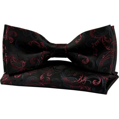 Quentino pánský s bordó ornamentálním vzorem PMKV90 černý – Zboží Dáma