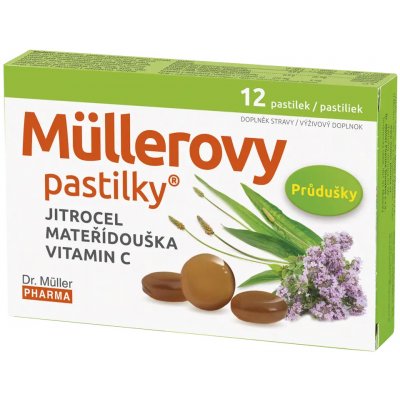 Dr. Müller Müllerovy pastilky s jitrocelem mateřídouškou 12 ks