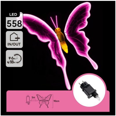 Aigostar B.V. Aigostar - LED Venkovní dekorace 558xLED 90 cm IP44 motýl/růžová B10303AGGP – Hledejceny.cz