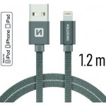 MFI licencovaný datový lightning kabel Swissten textile šedý 1.2m / 2.0m Délka: 1,2m – Hledejceny.cz