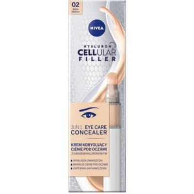 Nivea Hyaluron Cellular Filler 3in1 Eye Care Cushion tónovací oční krém v houbičce 02 Medium 4 ml – Zboží Mobilmania