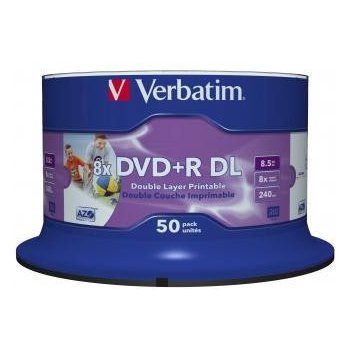 Verbatim DVD+R DL 8,5GB 8x, Printable, cakebox, 50ks (43703)