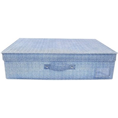 DUE ESSE Textilní skladovací úložný box 60x40x16 cm modrý rybinový vzor
