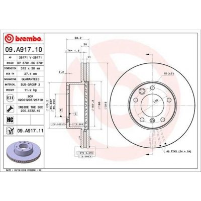 Brzdový kotouč BREMBO 09.A917.11