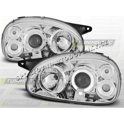 OPEL CORSA B 1993-00 PŘEDNÍ ČÍRÁ SVĚTLA ANGEL EYES CHROME – Hledejceny.cz
