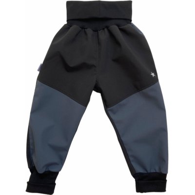 Vyrobeniny Dětské softshellové kalhoty s fleecem černá šedá – Zboží Mobilmania